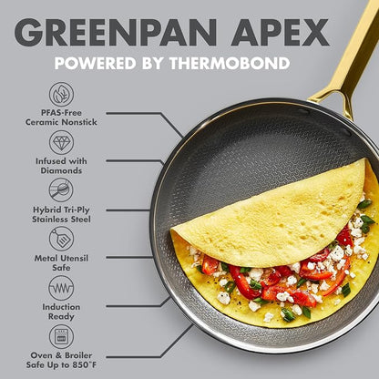 GreenPan Hybrid 13 Piece Nonstick Stainless Steel Cookware Set, APEX Tri-Ply - Image 5