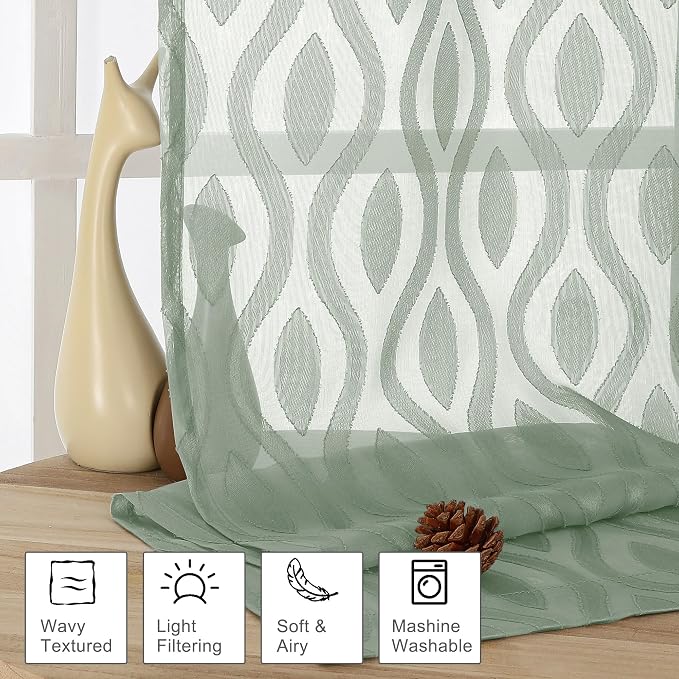 Aiyufeng Sheer Curtains 96 Inches Long - Image 2