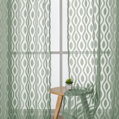 Aiyufeng Green Sheer Curtains 72 Inches Long 2 Panels Set, Lightweight Clip - Image 3