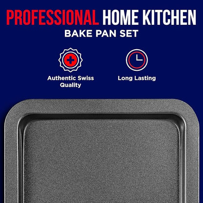 3 Piece Set Nonstick Carbon Steel Oven Bakeware -Professional Quality Kitchen - Image 3