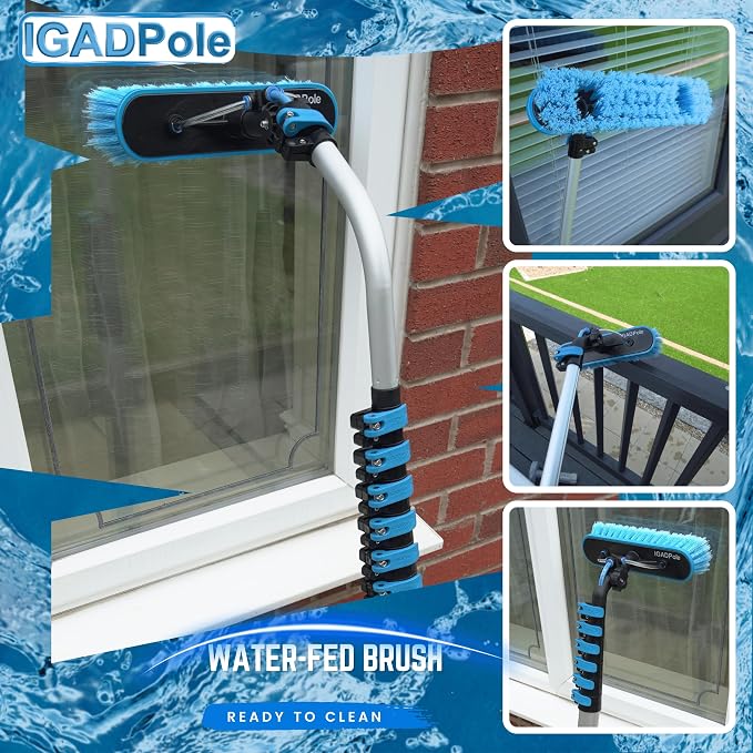 24ft IGADPole Washing Kit: Water-fed Brush, Cobweb Duster and 10” Squeegee and - Image 8