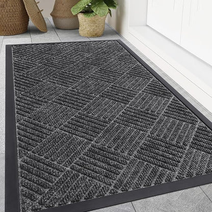 Smiry Front Door Mat Outside Entrance, Heavy Duty Outdoor Indoor Natural Rubber by Smiry