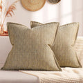 ZWJD Pillow Covers 22x22 Set of 2 Soft Polyester Textured Pillow Covers with Stylish Flange Edge Cozy Farmhouse Throw Pillows for Couch Bed Sofa Living Room