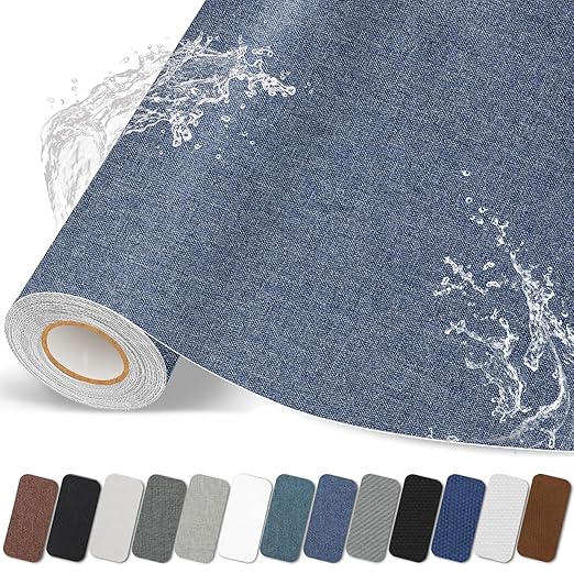 Fabric Repair Patch, Fabric Large Repair Tape, Self-Adhesive Patches for Furniture, Sofa, Car Interior, Shoes, Hand Bag, Clothing (Dark Blue, 3.5X79 Inch)