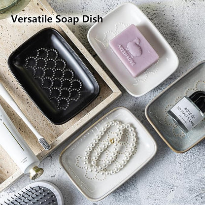 Gomakren Soap Dish for Shower, Ceramic Soap Dishes for Bar Soap Sponge - Image 7