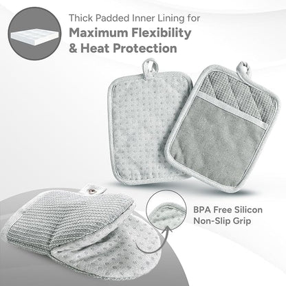 Casa Platino 8-Piece Mini Oven Mitt & Pot Holder Set – 500°F Heat Resistant - Image 3