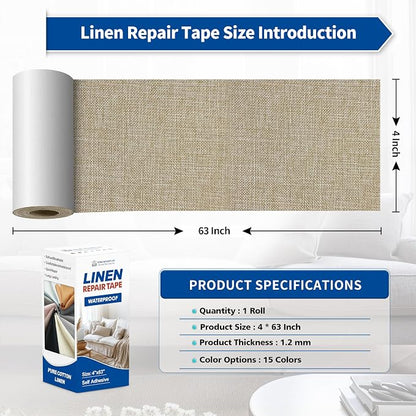 KING MOUNTAIN Linen Repair Patches, Self-Adhesive Fabric Patches, 4 X 63 inch - Image 4
