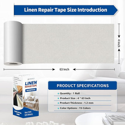 KING MOUNTAIN Linen Repair Patches, Self-Adhesive Fabric Patches, 4 X 63 inch - Image 4