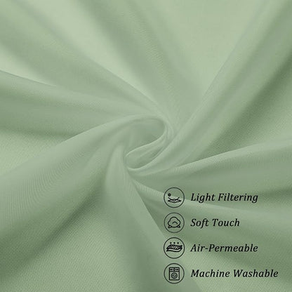 Chyhomenyc Sage Green Sheer Curtains 54 Inch Long 2 Panels Set, Short Rod - Image 8
