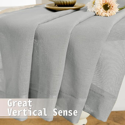 Tollpiz Sheer Curtains Closet Linen Textured Curtain Sheers Doorway Light - Image 6