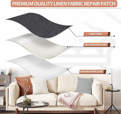 Fine Linen Fabric Patches, Self-Adhesive, Extra Large 12x40 inch, - Image 3