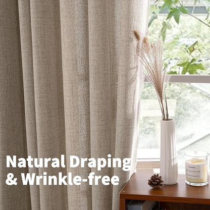 YoungsTex Dark Oatmeal Linen Curtains 40 Inch Length - Image 5