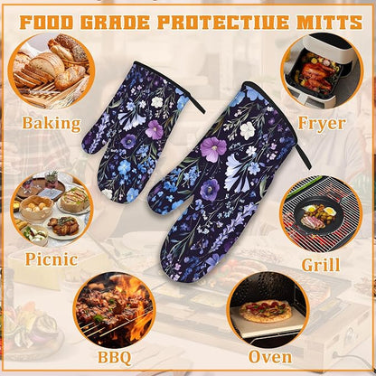 Wildflowers Oven Mitts and Pot Holders, Vintage Garden Herb Flower Heat - Image 5