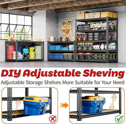 72"H Storage Shelves Heavy Duty, 2000LBS Garage Shelving, 5 Tier Metal Shelving - Image 7