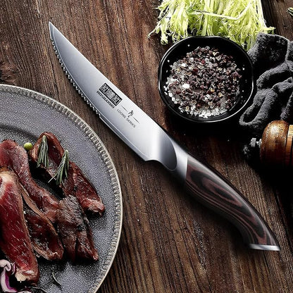 HOSHANHO Steak Knives Set of 6, Ultra Sharp 4.5 Inch Serrated Steak Knife Set - Image 6