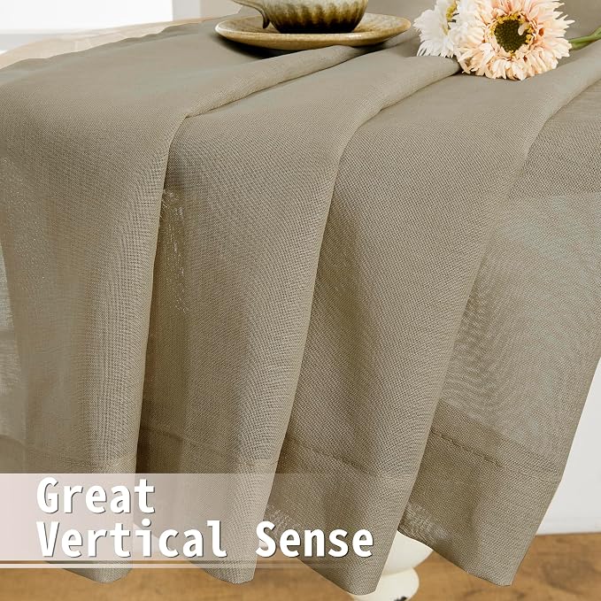 Tollpiz Sheer Linen Textured Curtain Sheers Doorway Light Filtering Voile - Image 6