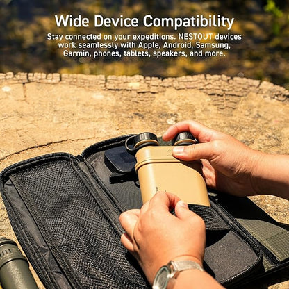 ELECOM NESTOUT Rugged Power Bank, 15000mAh Outdoor Charger, 32W USB-C Fast Charging PD, Waterproof IP67, Durable Shockproof, Battery Pack for iPhone Tablet Hiking Travel Camping (Beige, 15000mAh)