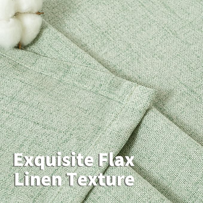 YoungsTex Sage Green Linen Semi Sheer Curtains 45 Inch Length - Image 4