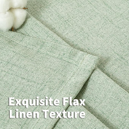 YoungsTex Sage Green Linen Semi Sheer Curtains 45 Inch Length - Image 4