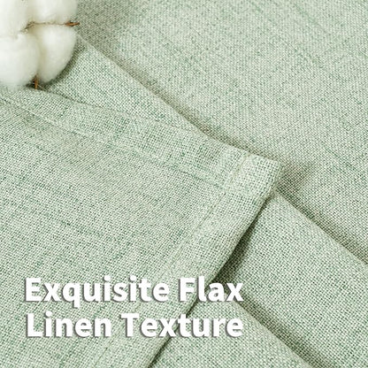 YoungsTex Sage Green Linen Semi Sheer Curtains 40 Inch Length - Image 4