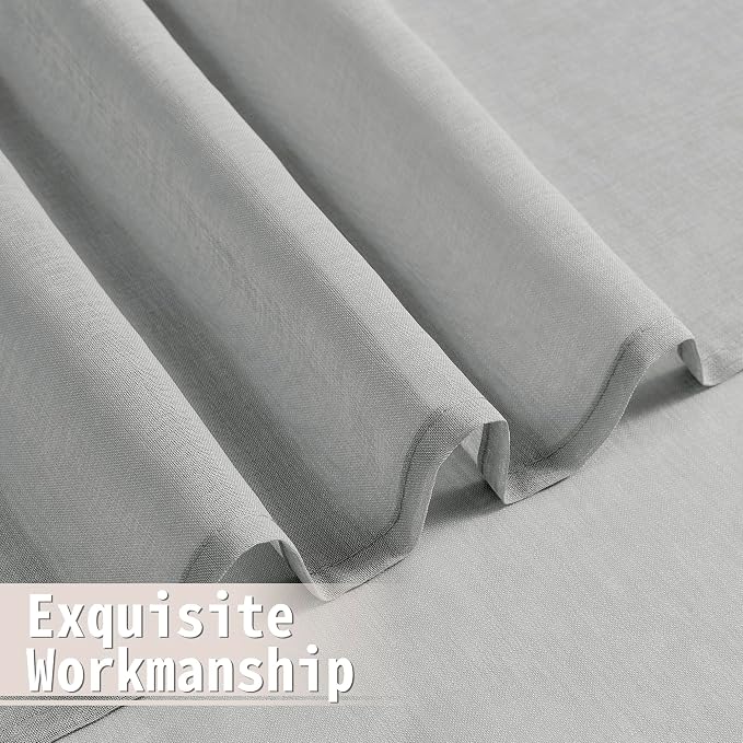 Tollpiz Sheer Door Curtains Closet Linen Textured Curtains Sheer Doorway Light - Image 8