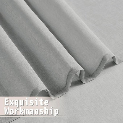 Tollpiz Sheer Door Curtains Closet Linen Textured Curtain Sheers Doorway Light - Image 8