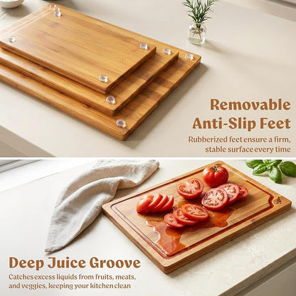EDELHAUS Carbonized Bamboo Cutting Boards – Cutting Board Set of 3 Heat Treated - Image 7