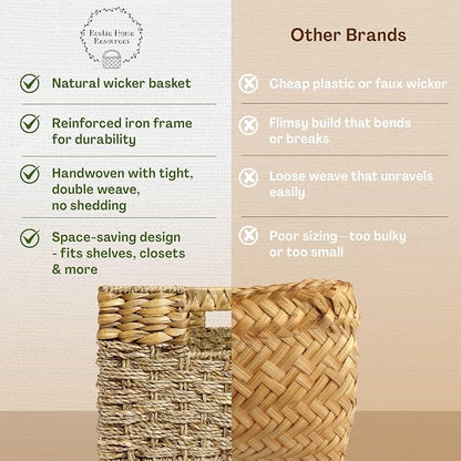 Seagrass and Hyacinth Nesting Wicker Basket, 4 pack, Natural Woven Storage - Image 8