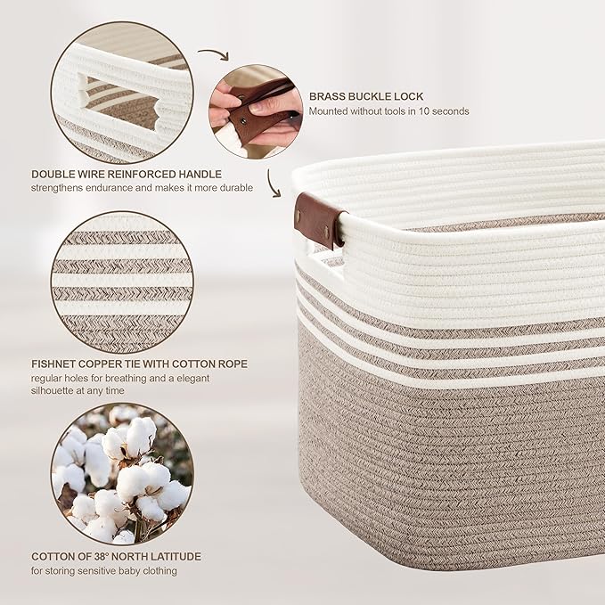 45L Small Laundry Basket with Leather Handles - Image 5