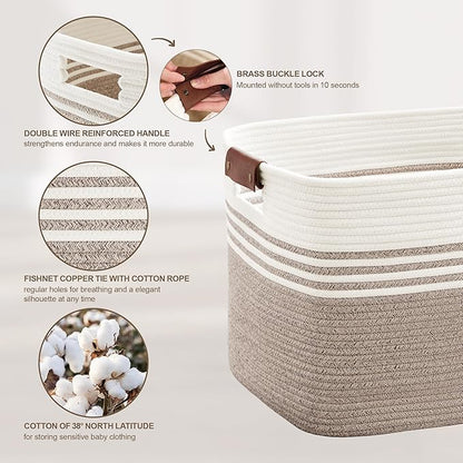 45L Small Laundry Basket with Leather Handles - Image 5
