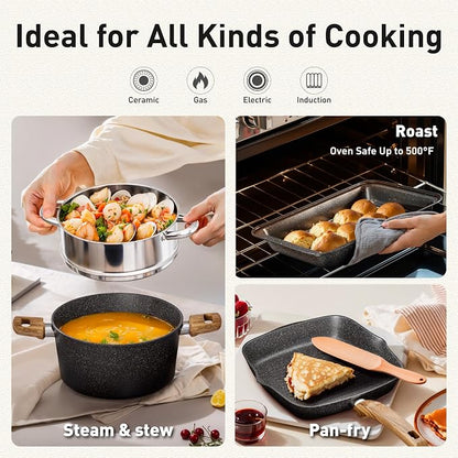 30 Piece Pots and Pans Set Non Stick, Granite Induction Cookware Sets, Nonstick - Image 7