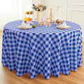 Waterproof Plaid Tablecloth Fabric - Round 120 Inch Classic Gingham Checker Table Cloth for Indoor/Outdoor Use - Buffalo Table Cover for Picnics, BBQs, and Parties