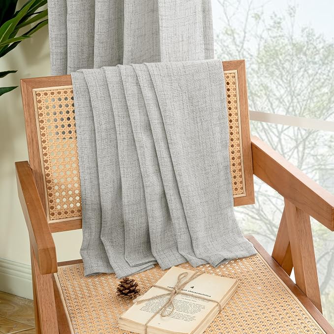 YoungsTex Light Grey Linen Curtains 78 Inch Length - Image 8