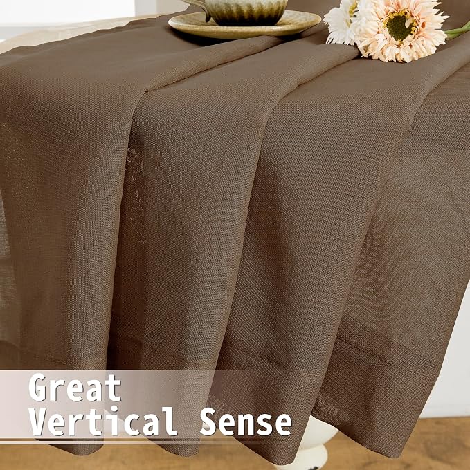 Tollpiz Short Sheer Door Curtains Closet Linen Textured Curtains Sheer Doorway - Image 6