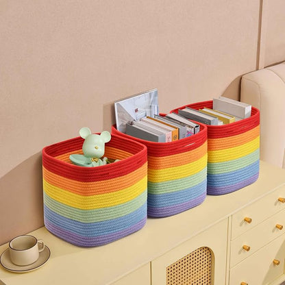3 Pack Storage Cubes 11 Inch Cotton Rope Woven Baskets - Image 5