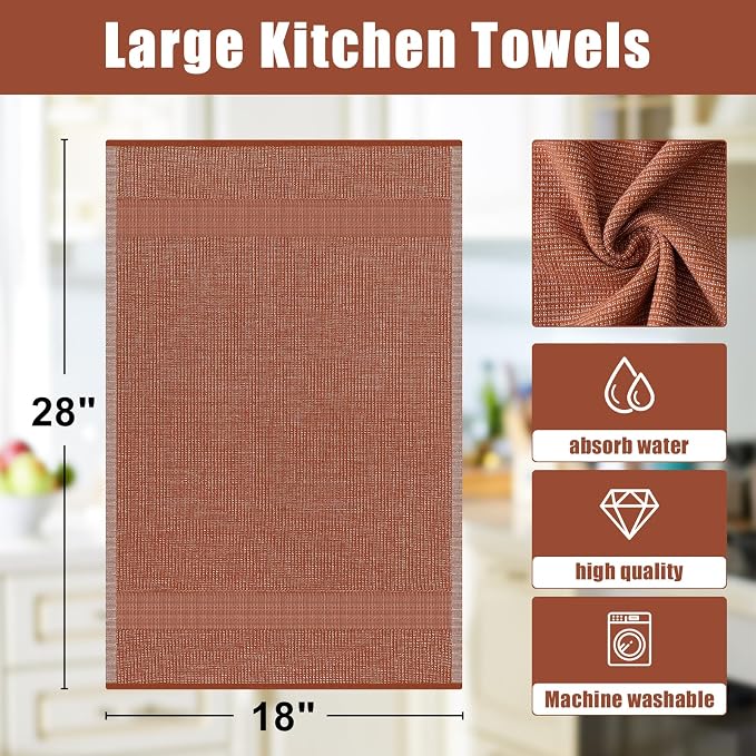 Homaxy Premium Kitchen Towels, Large Cotton Kitchen Hand Towels, Flat and Terry - Image 8