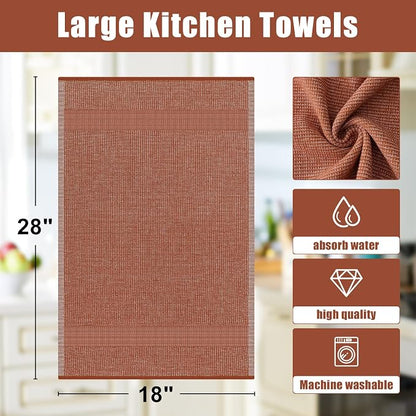 Homaxy Premium Kitchen Towels, Large Cotton Kitchen Hand Towels, Flat and Terry - Image 8