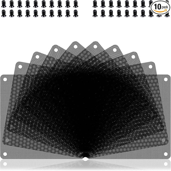 140mm Fan Dust Filter PC, 10Pack PVC Computer Dust Filter Mesh Dustproof Case Cover PC Cooler Fan Filter Grills with 40pcs Screws for Computer Cooler (PVC, 140 * 140mm, 10pcs, Black)