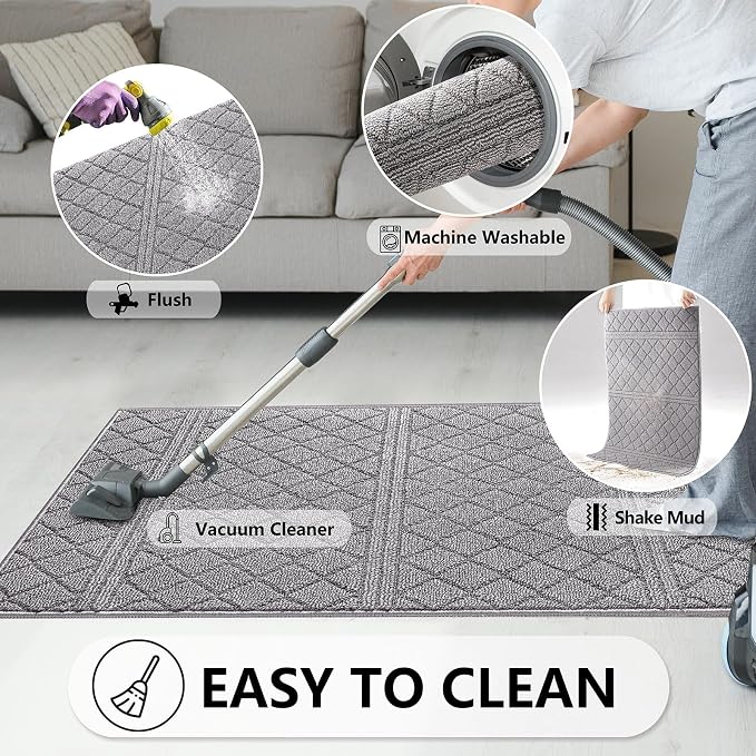 REFETONE Indoor Doormat, Front Back Door Mat 32"x40" Absorbent Rubber Backing - Image 6