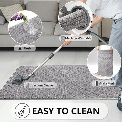 REFETONE Indoor Doormat, Front Back Door Mat 32"x40" Absorbent Rubber Backing - Image 6