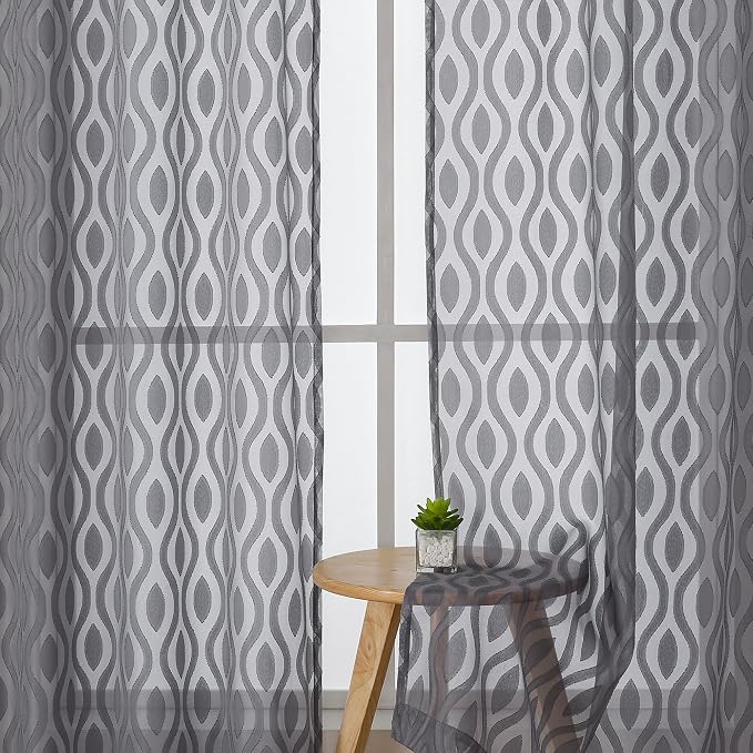 Aiyufeng Charcoal Grey Sheer Curtains 84 Inches Long 2 Panels, Solid Airy Light by Aiyufeng