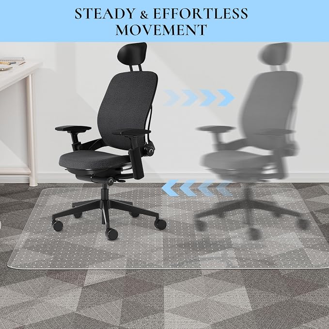 Office Chair Mat for Low Pile Carpet, 48” x 36” Transparent Office Desk Chair - Image 6