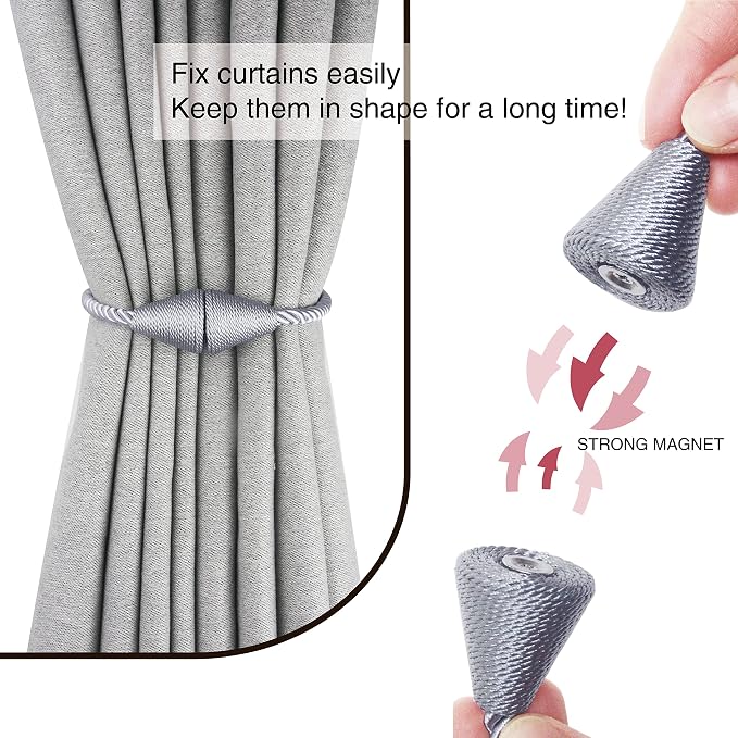 6 Pack Magnetic Curtain Tiebacks Rope Modern Handmade Curtain Tie Backs - Image 2