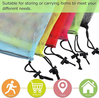 iMucci 13"X15.5" 6Pcs Mesh Laundry Drawstring Bag Nylon Drawstring Gym Bag - Image 4