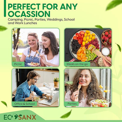 ECOSANX® 300 PCs Wooden forks for eating 6.5" Splinter Free Compostable Forks - Image 4
