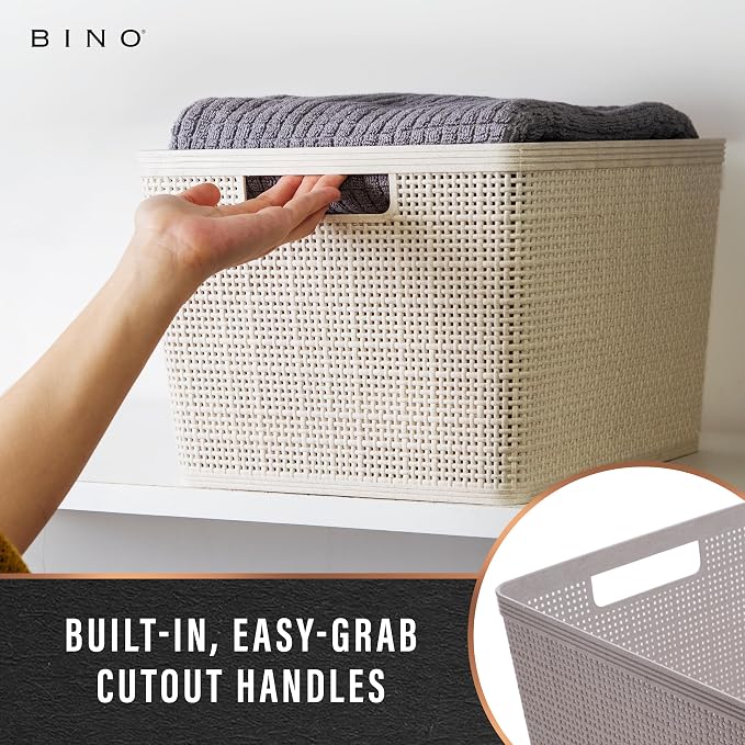 BINO Woven Plastic Basket | Large, Space-Saving Storage, Stylish Design | - Image 4