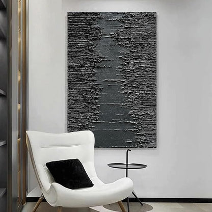 NANKAI Art Hand-Painted Thick Texture Black Minimalist Oil Painting 45x30 Inchs - Image 4