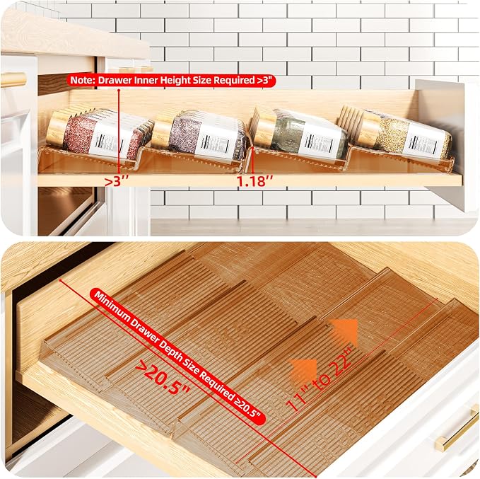 MUDEELA Clear Spice Drawer Organizer, 4 Tier- 4 Set Spice Rack - Image 3