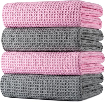 POLYTE Microfiber Oversize Quick Dry Lint Free Bath Towel, 60 x 30 in, 4 Pack by Polyte