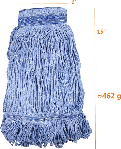 Mop Head Replacement Commercial Heavy Duty String Blue Wet Mop Heads - Image 2